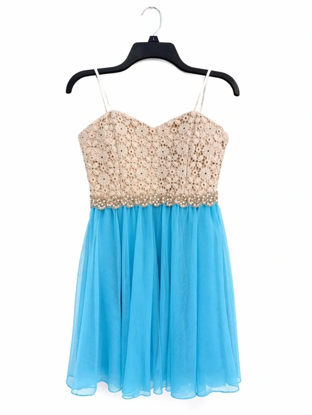 juniors blue dresses City Studio | | City Studio Homecoming Dress 7 Tulle Lace Bodice Nwt LG (12) WR3P220-30M Backless Halterneck Maxi Dress Size:US16/UK20/EU46